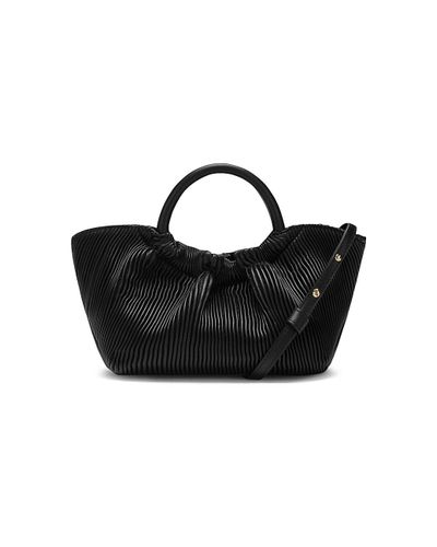DeMellier Mini Los Angeles Pleated Leather Tote in Black - Lyst