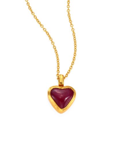 Gurhan Amulet Hue Ruby Heart 18 24k Yellow Gold Pendant Necklace In Metallic Lyst - Ruby Heart Pendant Yellow Gold