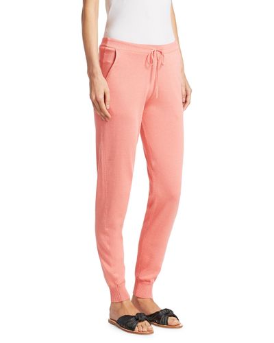 Gentry Portofino Silk & Cotton Drawstring Sweatpants in Pink - Lyst