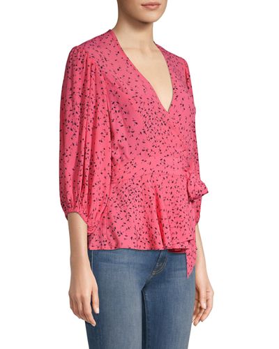 hot pink wrap blouse