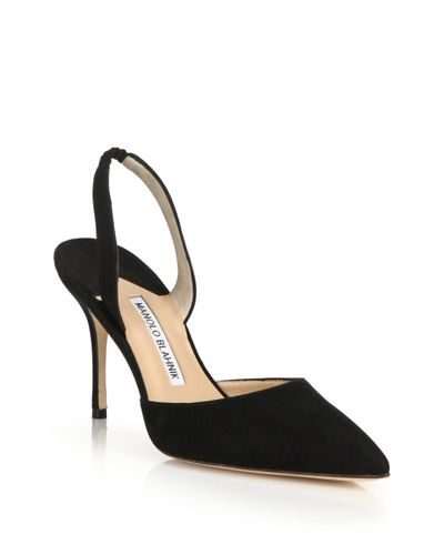 manolo blahnik carolyne suede slingback pumps