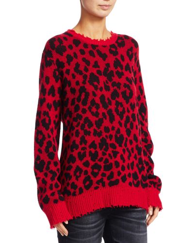 R13 Leopard Print Knit Cashmere Sweater in Red Leopard (Red) - Lyst