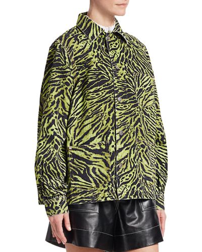 tiger print denim jacket