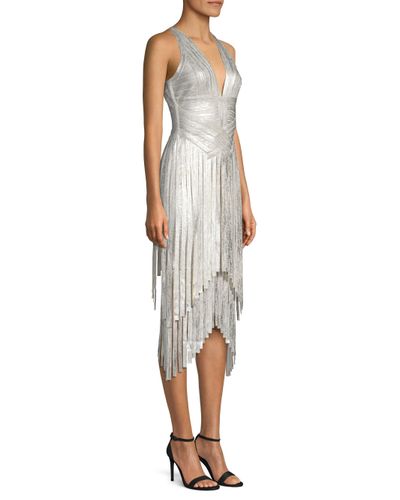 silver fringe gown