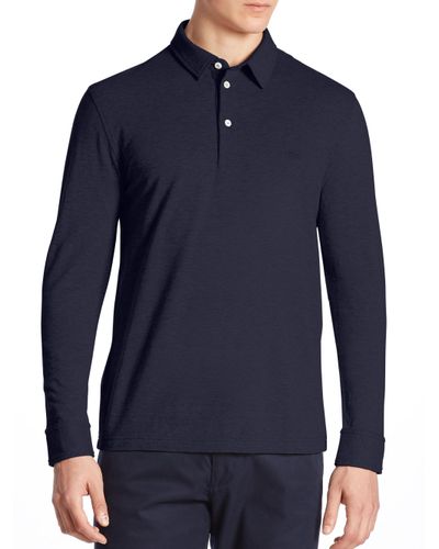 Lacoste Wool-blend Long Sleeve Polo Shirt in Grey (Gray) for Men | Lyst