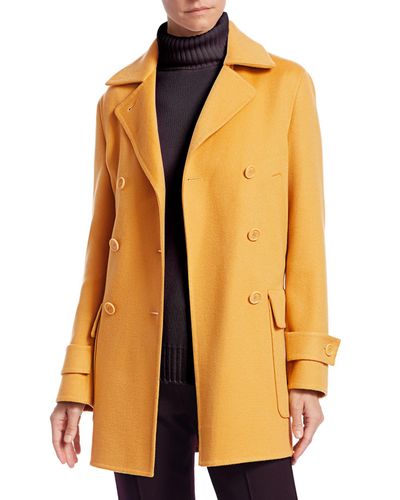 Loro Piana Maxfield Double Breasted Cashmere Coat in Yellow - Lyst