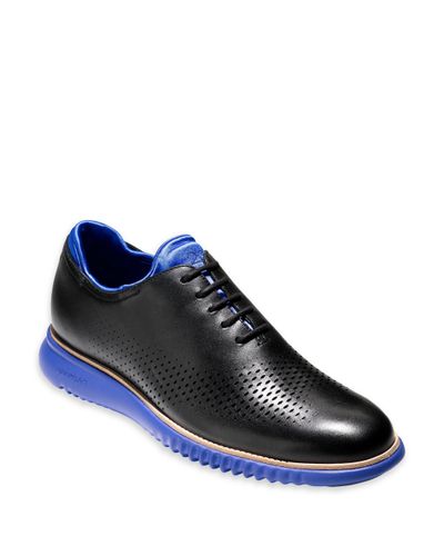 Cole Haan Zerogrand Perforated Two-tone Leather Oxfords in Black for ...