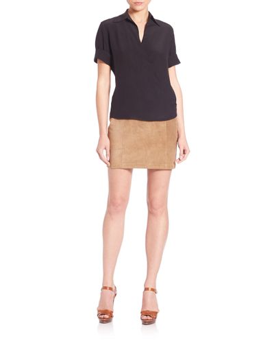 Polo Ralph Lauren Suede Mini Skirt in Brown | Lyst