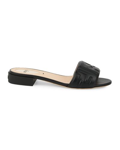 fendi leather mules with ff strap
