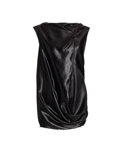 Rick Owens Draped Faux-leather Top in Black | Lyst