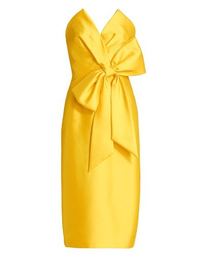 badgley mischka strapless bow front gown