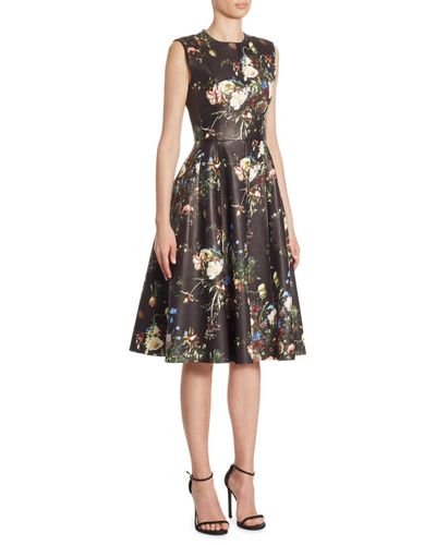 Adam Lippes Floral Leather Dress in Black - Lyst