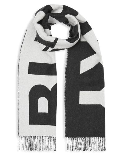 Burberry Reversible Check To Logo Cashmere Scarf in Black White (Black ...
