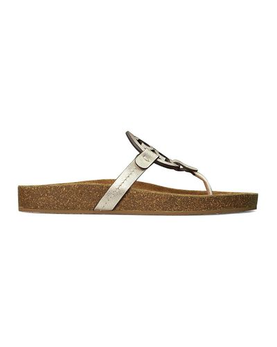 tory burch miller cloud leather thong slides
