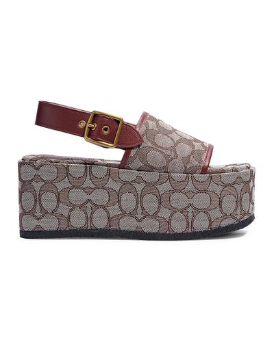 COACH Cotton Signature Jacquard Platform Slingback Sandals | Lyst