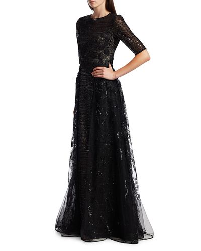 teri jon sequin overlay gown