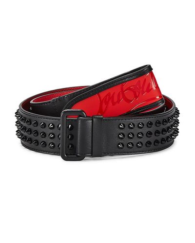 Christian Louboutin Loubi Spiked Leather Belt in Black Red (Black) for ...