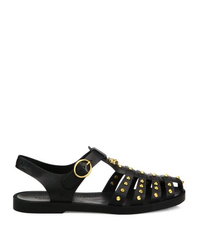 Gucci Rubber Studded Fisherman Sandals in Black - Lyst