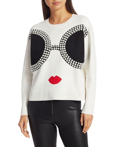 Alice + Olivia Synthetic Gleeson Embellished Stace Face Pullover in 