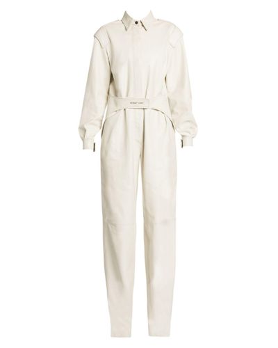 Off-White c/o Virgil Abloh Leather Racing Jumpsuit in Beige (Natural ...