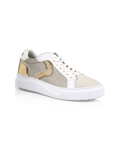 Women's Sneakers VOILE BLANCHE Lipari 1N55 White Gold Leather Canvas
