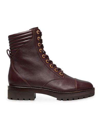 MICHAEL Michael Kors Bastian Tumbled Leather Combat Boot in Brown - Lyst