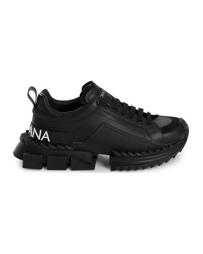 Dolce \u0026 Gabbana Leather Super King Trainers in Nero (Black) for Men | Lyst