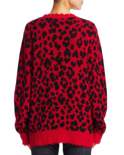 R13 Leopard Print Knit Cashmere Sweater in Red Leopard (Red) - Lyst