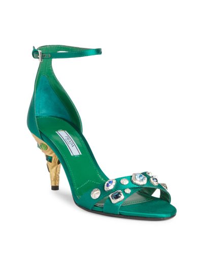 green jeweled heels
