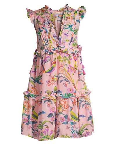 brand: Banjanan Chandra Silk Floral Dress in Pink - Lyst
