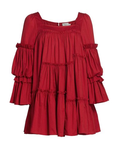 Aje. Cotton L'espirit Ruffle Trim Mini Dress in Red - Lyst