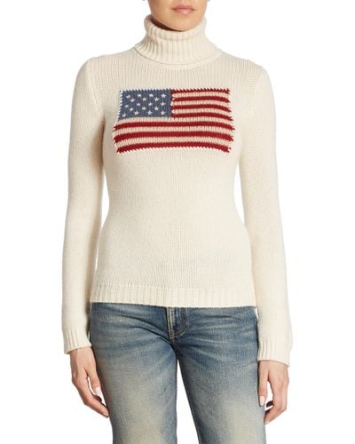 ralph lauren flag sweater cream
