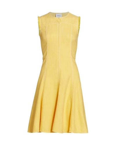 Akris Punto Sleeveless Washed Denim Fit-&-flare Dress in Vivid Yellow ...