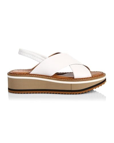 Clergerie Freedom Leather Flatform Slingback Sandals in White - Lyst
