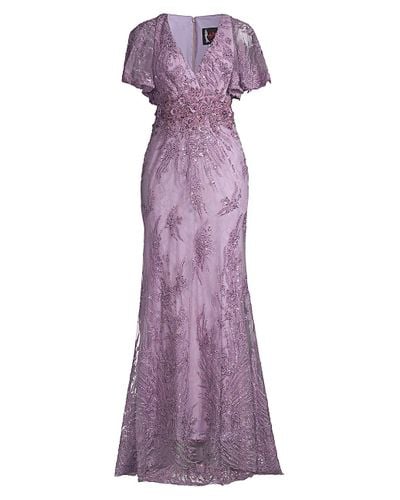 mac duggal flutter sleeve evening gown