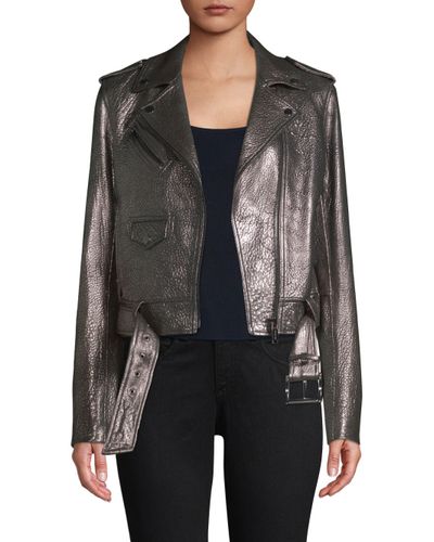 michael kors metallic leather jacket