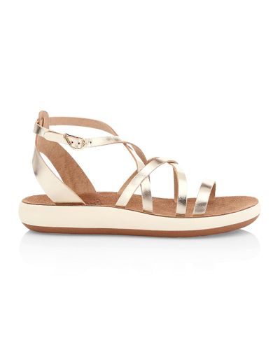 Ancient Greek Sandals Delia Metallic Leather Flatform Sandals - Lyst