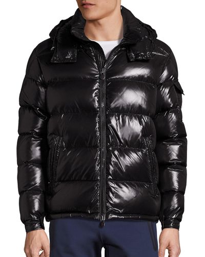 Moncler Synthetic Maya Shiny Puffer Jacket in Black for Men - Lyst