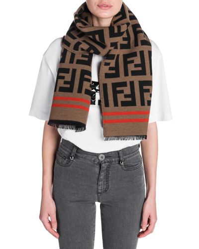 Fendi Macro Logo Wool & Silk Scarf | Lyst