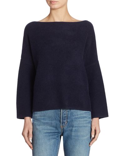 Vince Cashmere Boxy Boatneck Top in Blue - Lyst