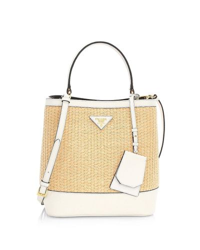 prada straw bag white