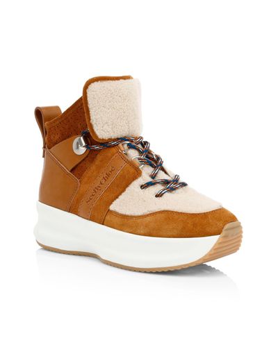 chloe shearling sneakers