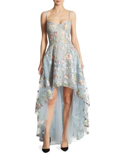 Marchesa notte Embroidered Tulle Hi-lo ...