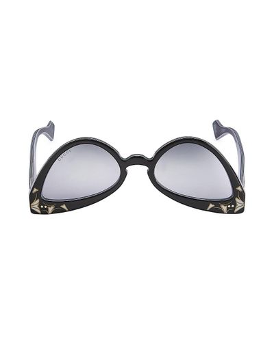 Gucci Leather 55mm Upside Down Cat Eye Sunglasses In Black Lyst 