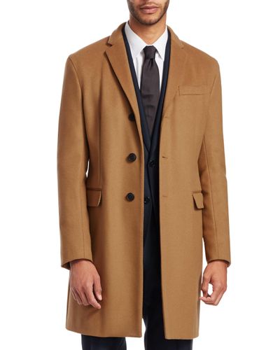 Emporio Armani Cashmere Wool Top Coat in Camel (Natural) for Men | Lyst