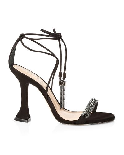 Schutz Bellin Crystal-embellished Suede Sandals in Black - Lyst