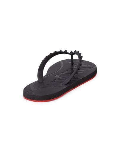 Christian Louboutin Rubber Loubi Studded Flip Flops in Black for Men - Lyst