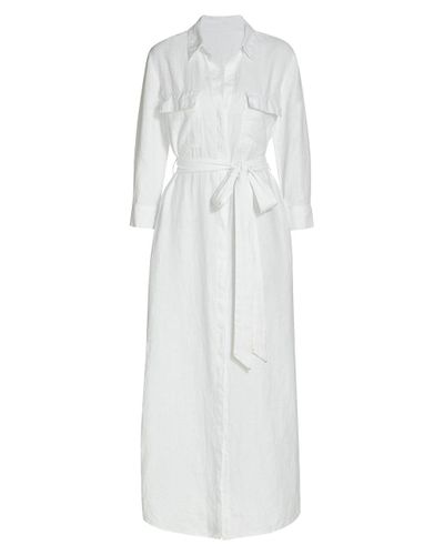 L'Agence Linen Cameron Long Shirtdress in White - Lyst