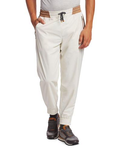 white nylon joggers