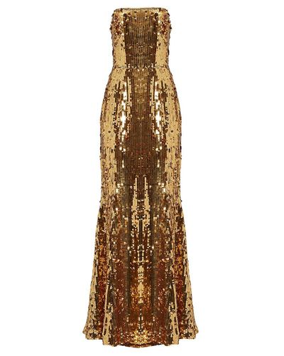 Carolina Herrera Synthetic Strapless Sequin Gown in Gold (Metallic) - Lyst